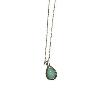 Source Unknown Silver Necklace with Teal Pendant